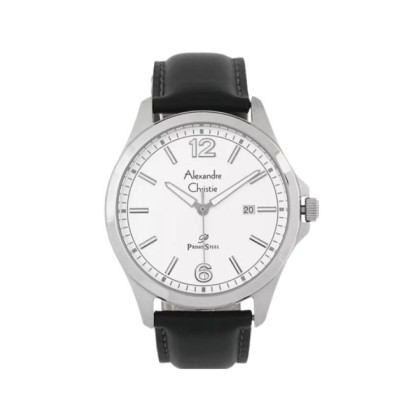 Alexandre Christie ALCW1029MDLSSSL Analog Black Leather Strap Men Watch